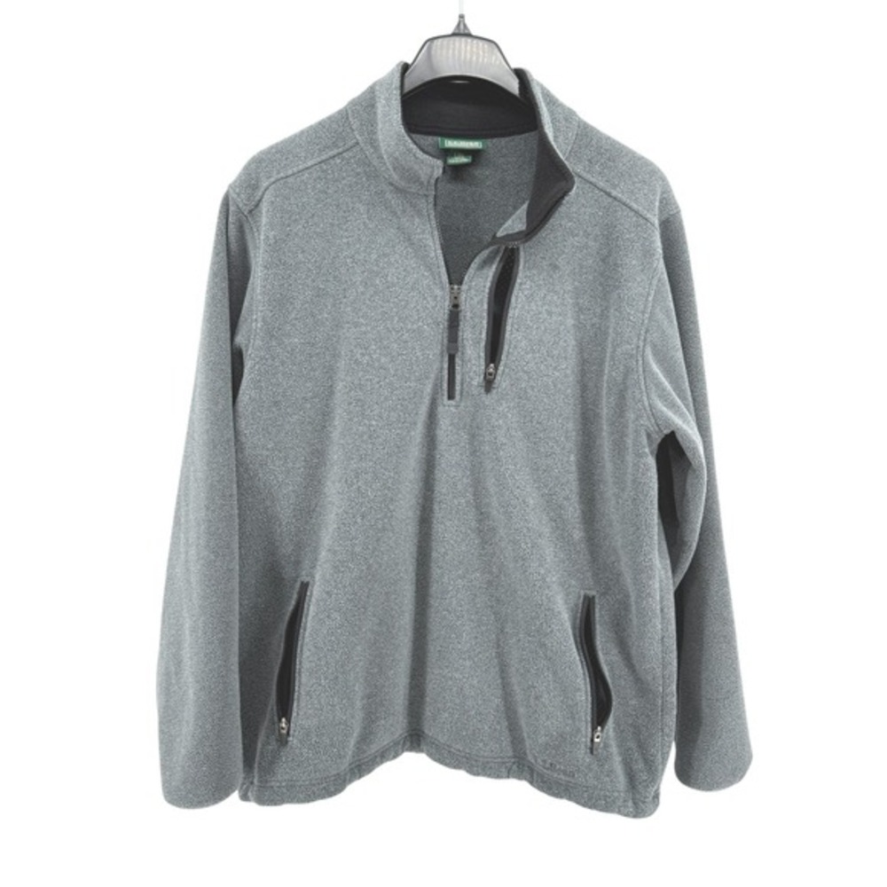 LL Bean Mens L-TALL Pre-Owned Fleece Quarter Zip Pullover‎ Sweater Jacket Gray